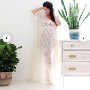 Maternity photoshoot baby shower lace gown